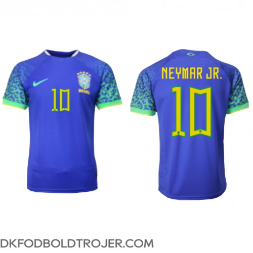Billige Brasilien Neymar Jr #10 Udebane Fodboldtrøjer VM 2022 Kortærmet